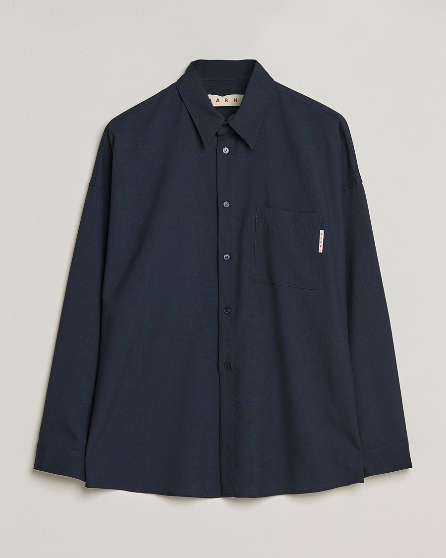 Mies | Kauluspaidat | Marni | Tropical Wool Oversize Shirt Blublack