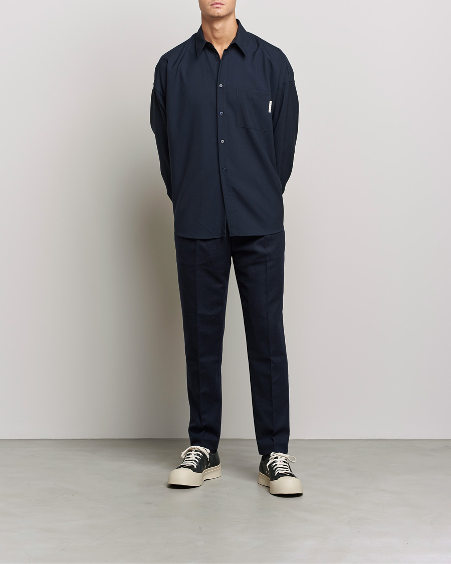 Mies | Kauluspaidat | Marni | Tropical Wool Oversize Shirt Blublack