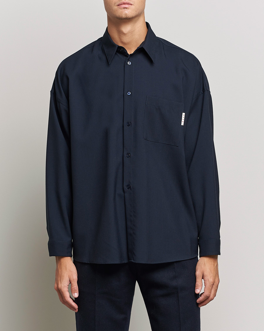 Mies | Kauluspaidat | Marni | Tropical Wool Oversize Shirt Blublack