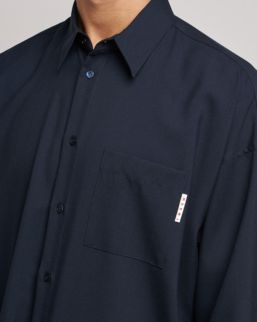 Mies | Kauluspaidat | Marni | Tropical Wool Oversize Shirt Blublack