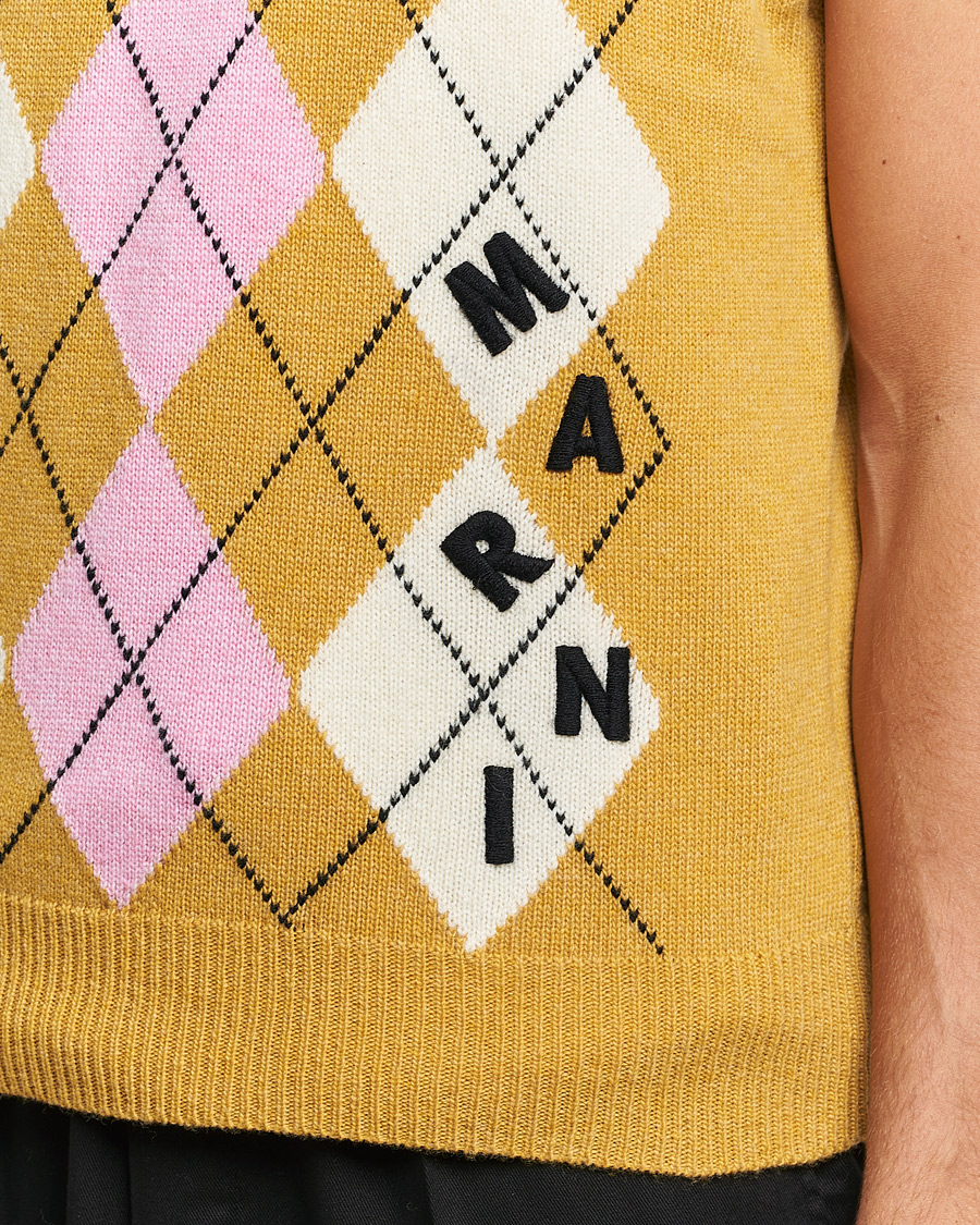 Mies | Puserot | Marni | Shetland Argyle Knit Vest White/Yellow