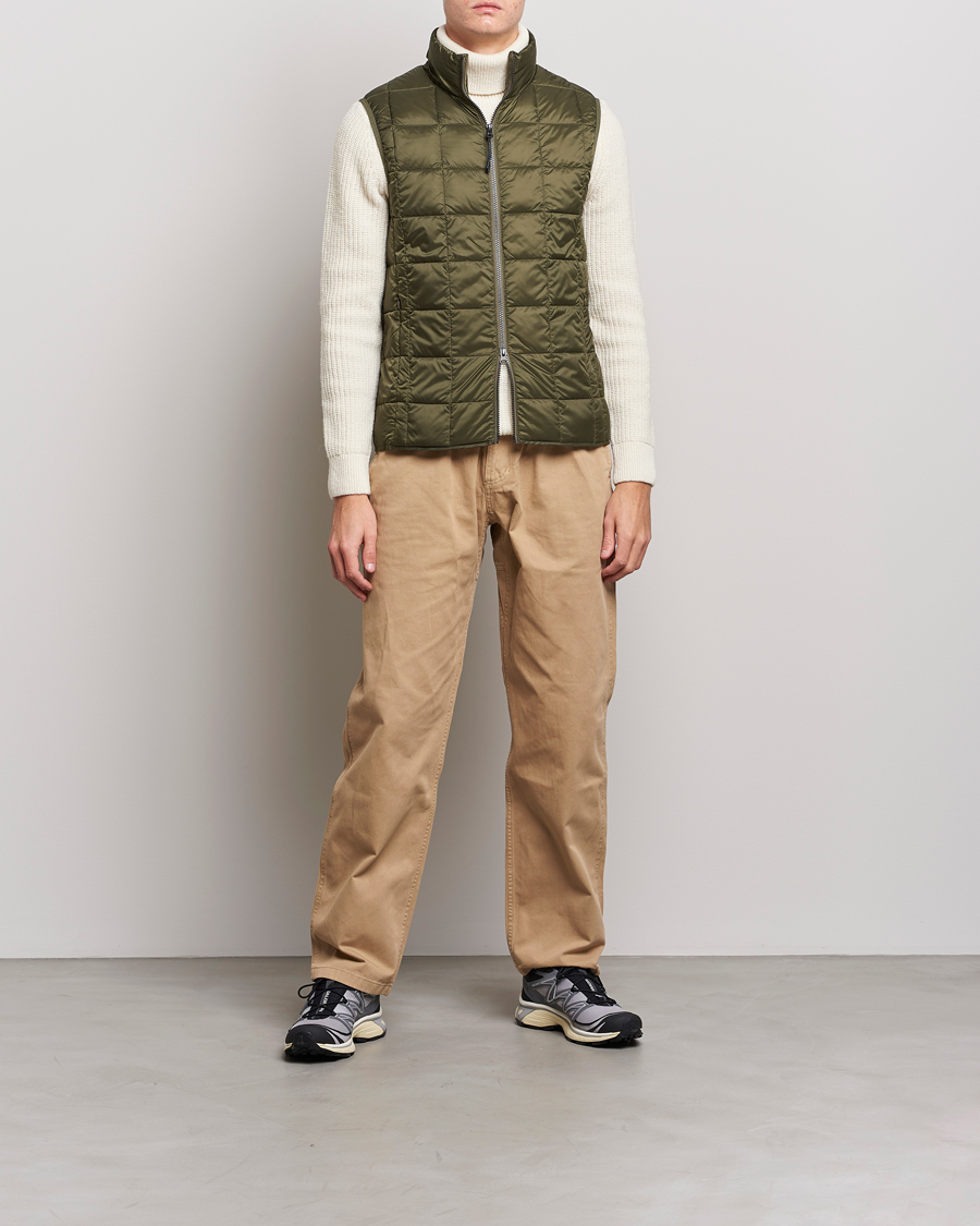 Mies | TAION | TAION | High Neck Full Zip Lightweight Down Vest Dark Olive