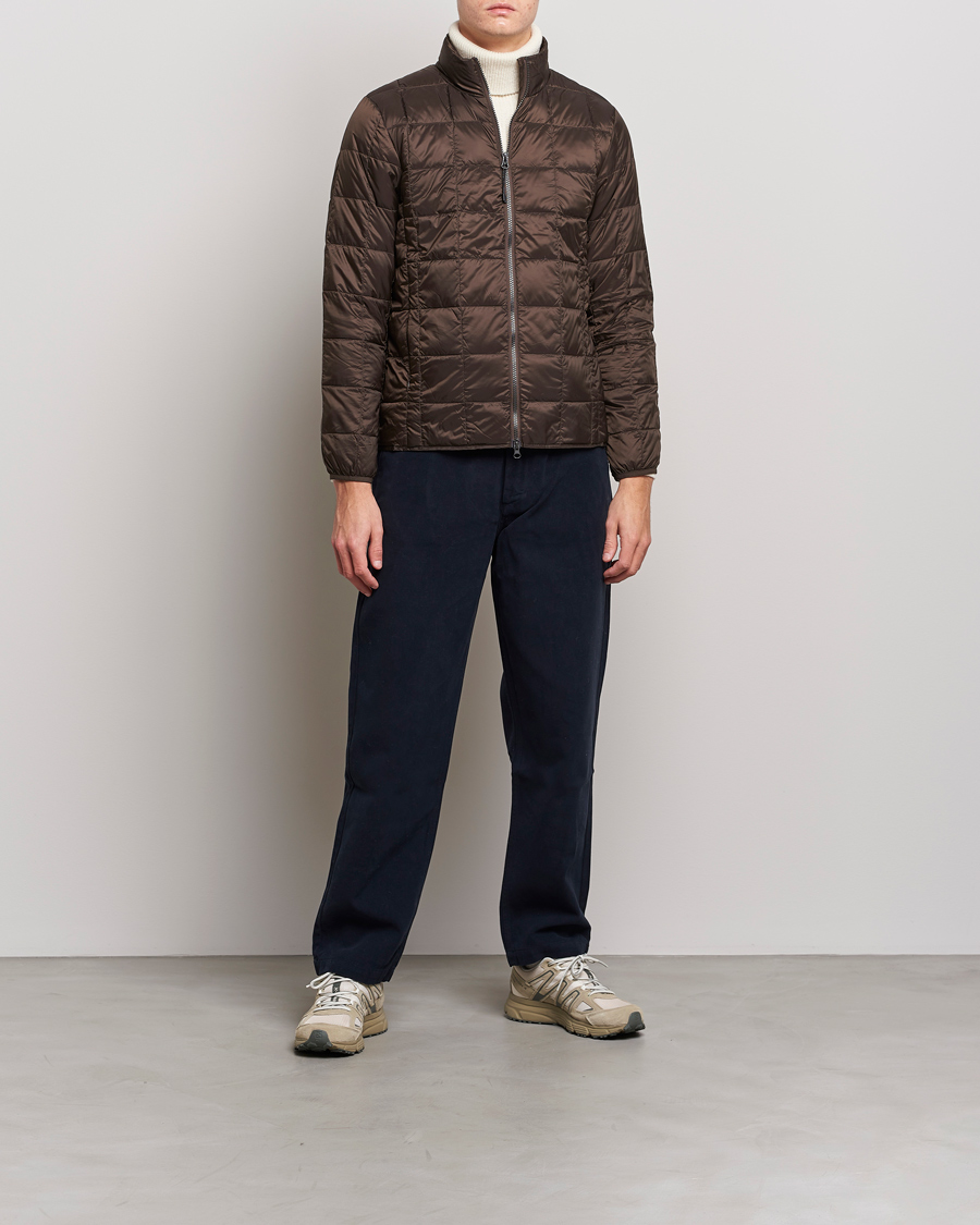 Mies | Takit | TAION | High Neck Full Zip Lightweight Down Jacket Dark Choco