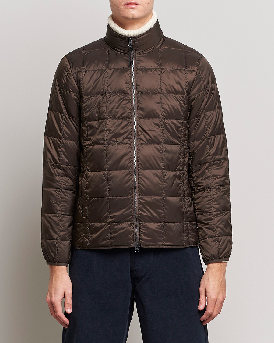 Mies | Takit | TAION | High Neck Full Zip Lightweight Down Jacket Dark Choco