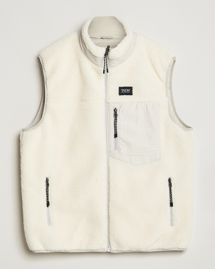 Mies | Takit | TAION | Reversible Fleece Vest Ice Grey/Ivory