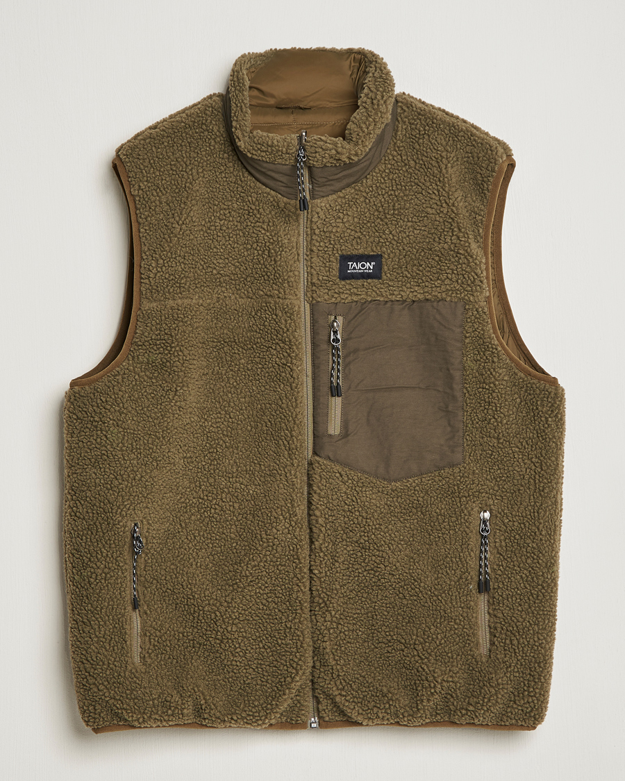 Mies | Takit | TAION | Reversible Fleece Vest Olive/Dark Olive