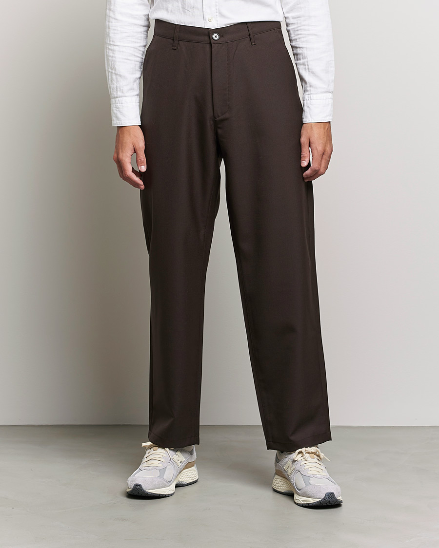 Mies | Housut | Sunflower | Soft Wool Trousers Brown