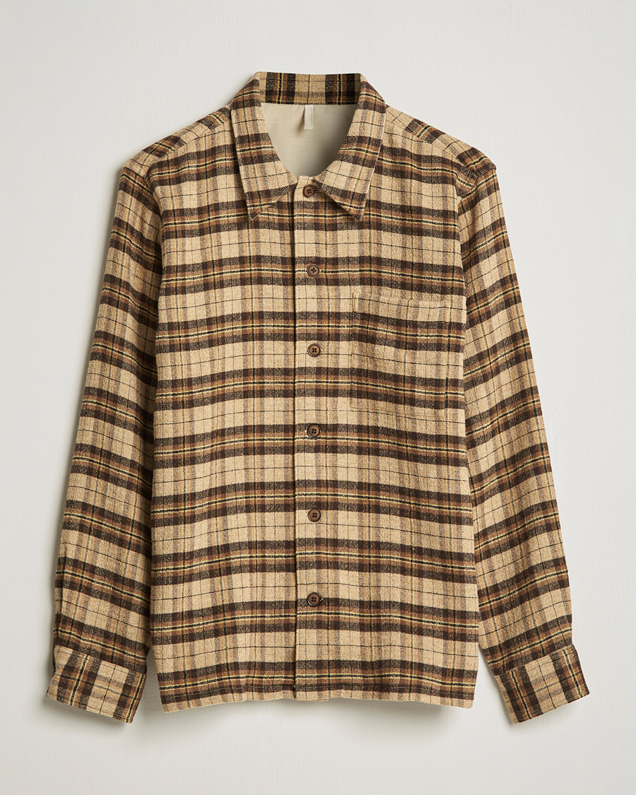 Mies | Kauluspaidat | Sunflower | Spacey Wool Overshirt Brown Check