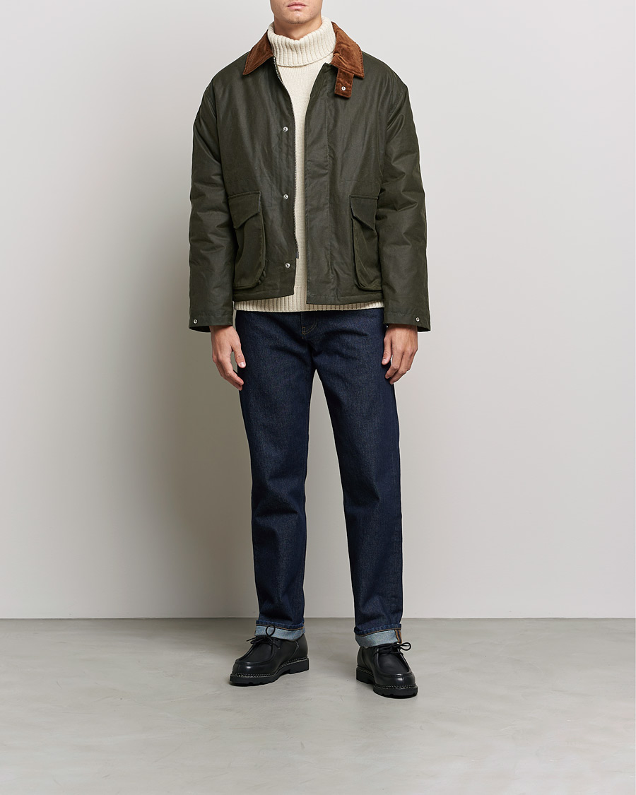 Mies | Takit | Sunflower | Waxed Short Jacket Dark Olive