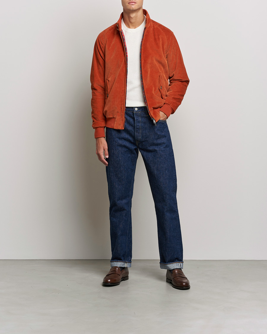 Mies | Takit | Baracuta | G9 Padded Corduroy Harrington Jacket Dark Orange