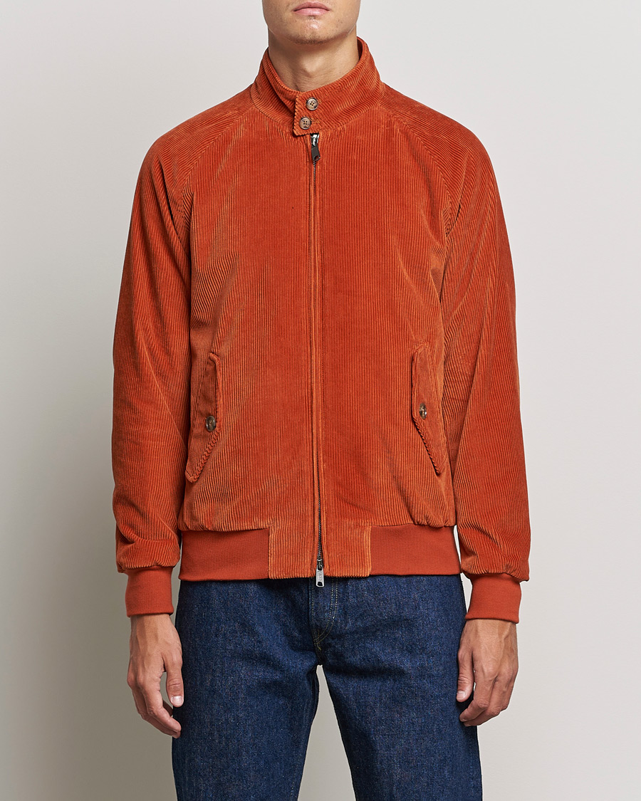 Mies | Takit | Baracuta | G9 Padded Corduroy Harrington Jacket Dark Orange