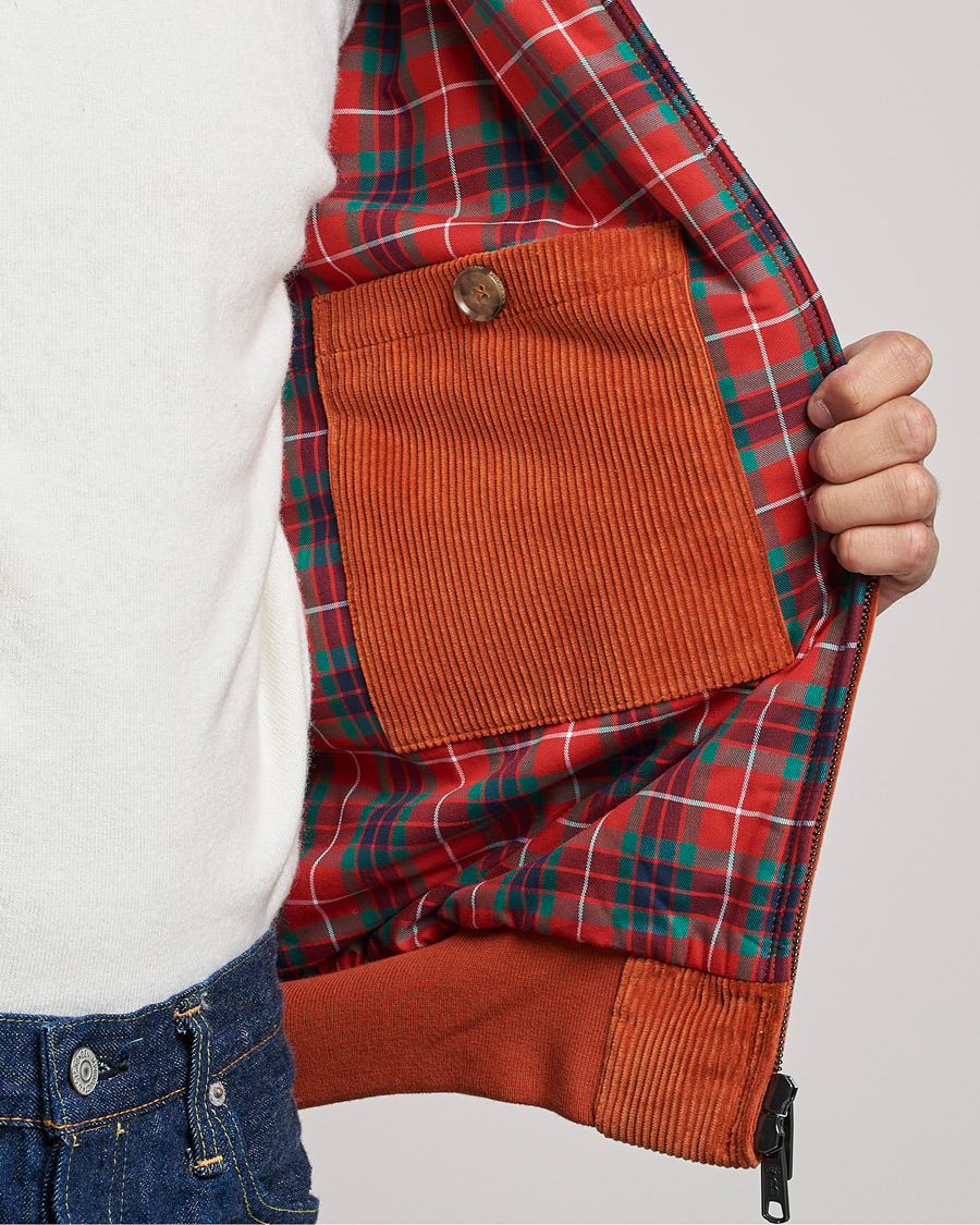 Mies | Takit | Baracuta | G9 Padded Corduroy Harrington Jacket Dark Orange