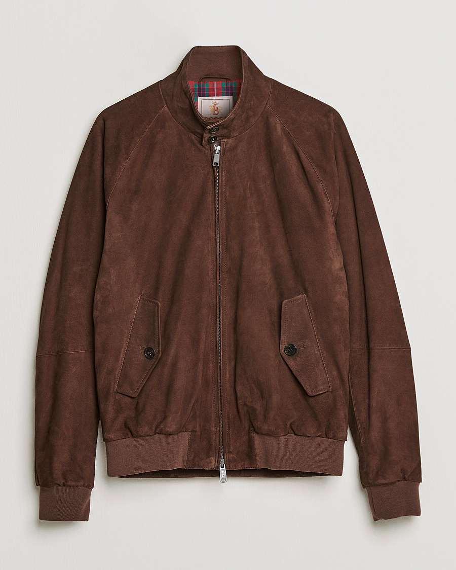Mies | Takit | Baracuta | G9 Winter Suede Harrington Jacket Chocolate
