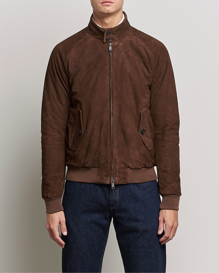Mies | Takit | Baracuta | G9 Winter Suede Harrington Jacket Chocolate