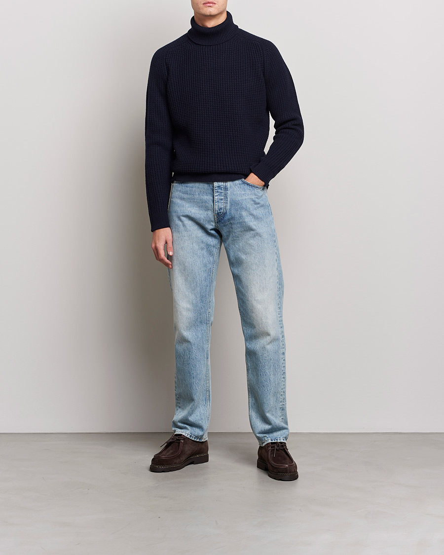 Mies | Puserot | Baracuta | Wool Waffle Knit Turtleneck Dark Navy
