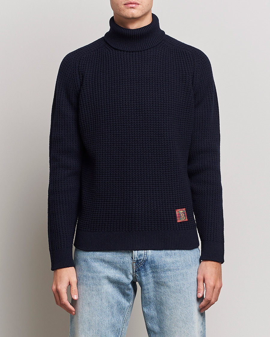 Mies | Puserot | Baracuta | Wool Waffle Knit Turtleneck Dark Navy