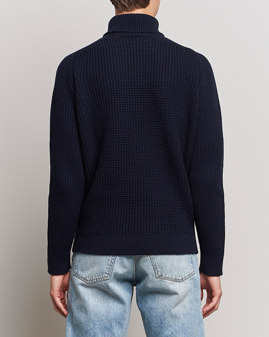 Mies | Puserot | Baracuta | Wool Waffle Knit Turtleneck Dark Navy