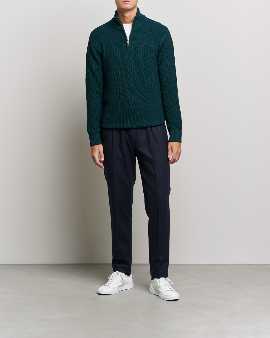 Mies | Puserot | Orlebar Brown | Lennard Merino Waffle Half Zip Bristlecone Pine