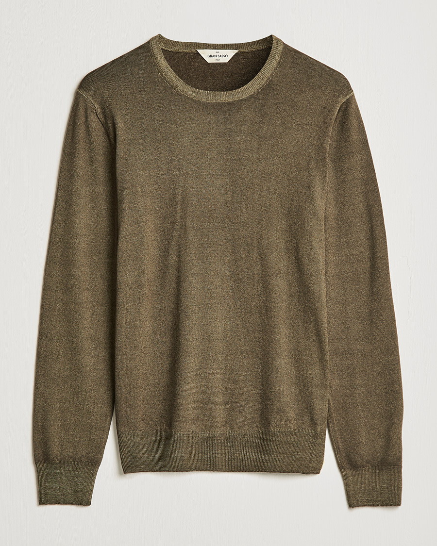 Mies | Puserot | Gran Sasso | Vintage Merino Fashion Fit Crew Neck Pullover Green