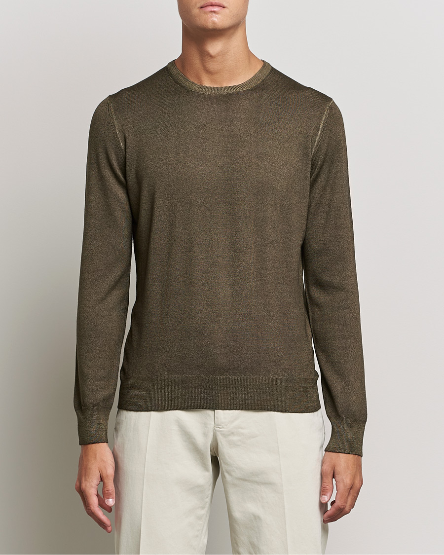 Mies | Puserot | Gran Sasso | Vintage Merino Fashion Fit Crew Neck Pullover Green