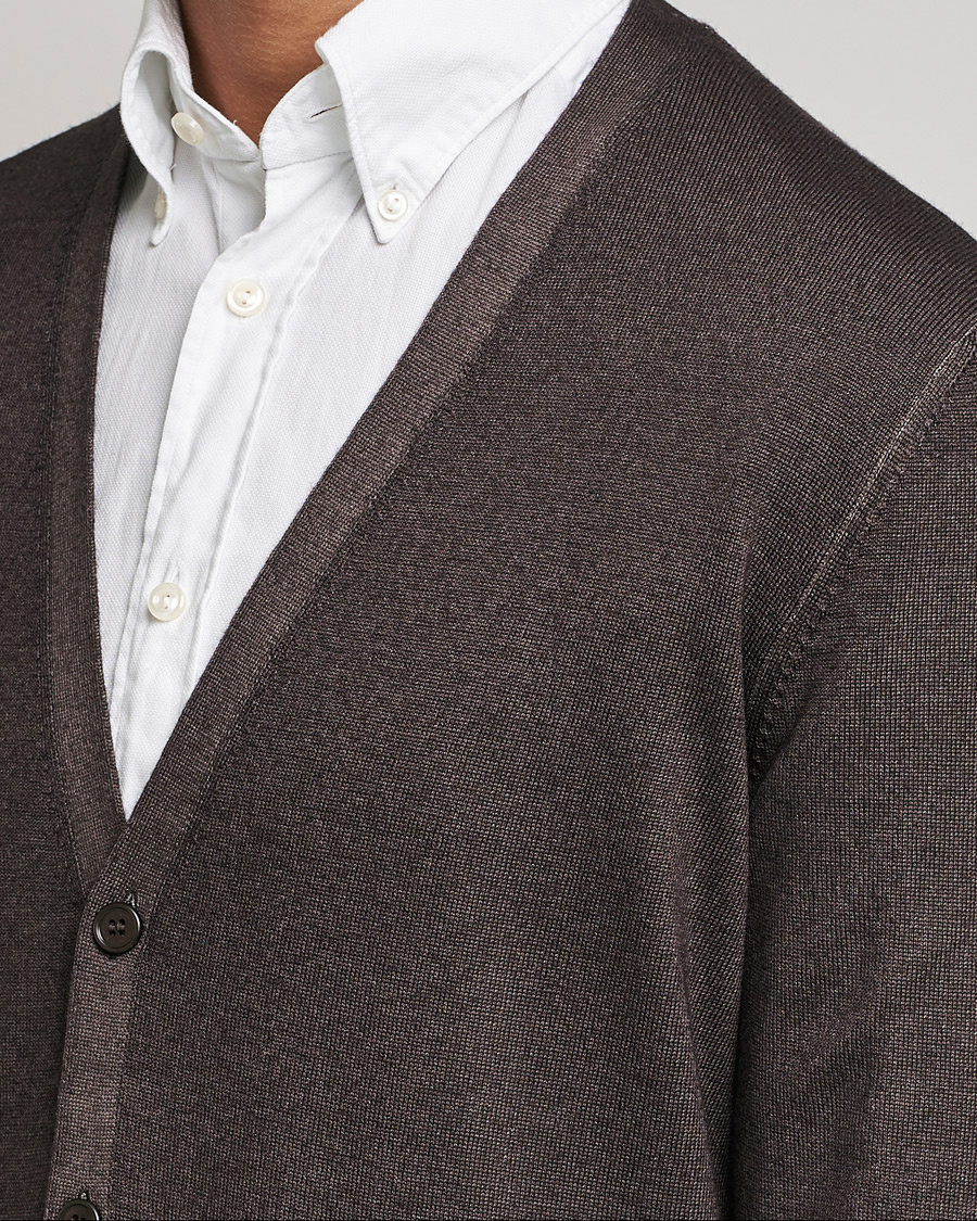 Mies | Puserot | Gran Sasso | Vintage Merino Fashion Fit Cardigan Brown