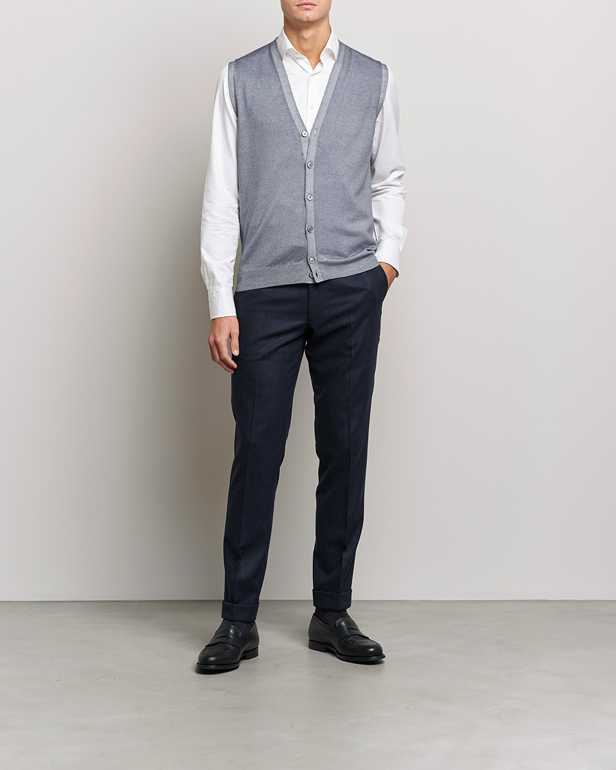 Mies | Puserot | Gran Sasso | Vintage Merino Fashion Fit Slipover Light Grey