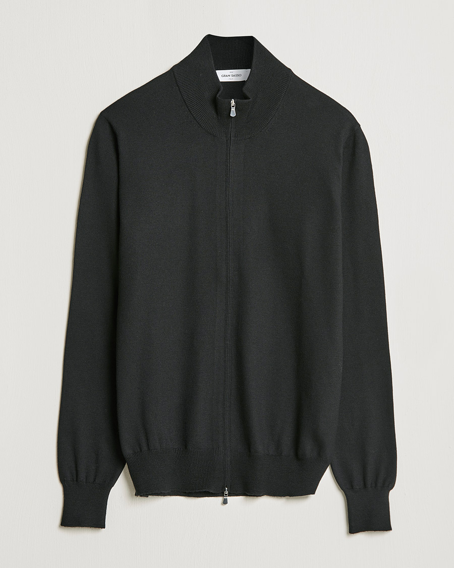 Mies | Puserot | Gran Sasso | Merino Fashion Fit Full Zip Black