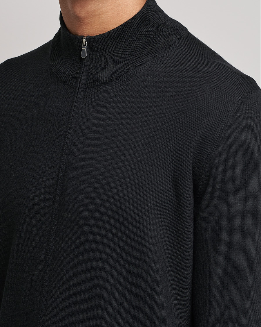 Mies | Puserot | Gran Sasso | Merino Fashion Fit Full Zip Black