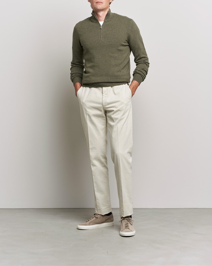 Mies |  | Gran Sasso | Wool/Cashmere Half Zip Green