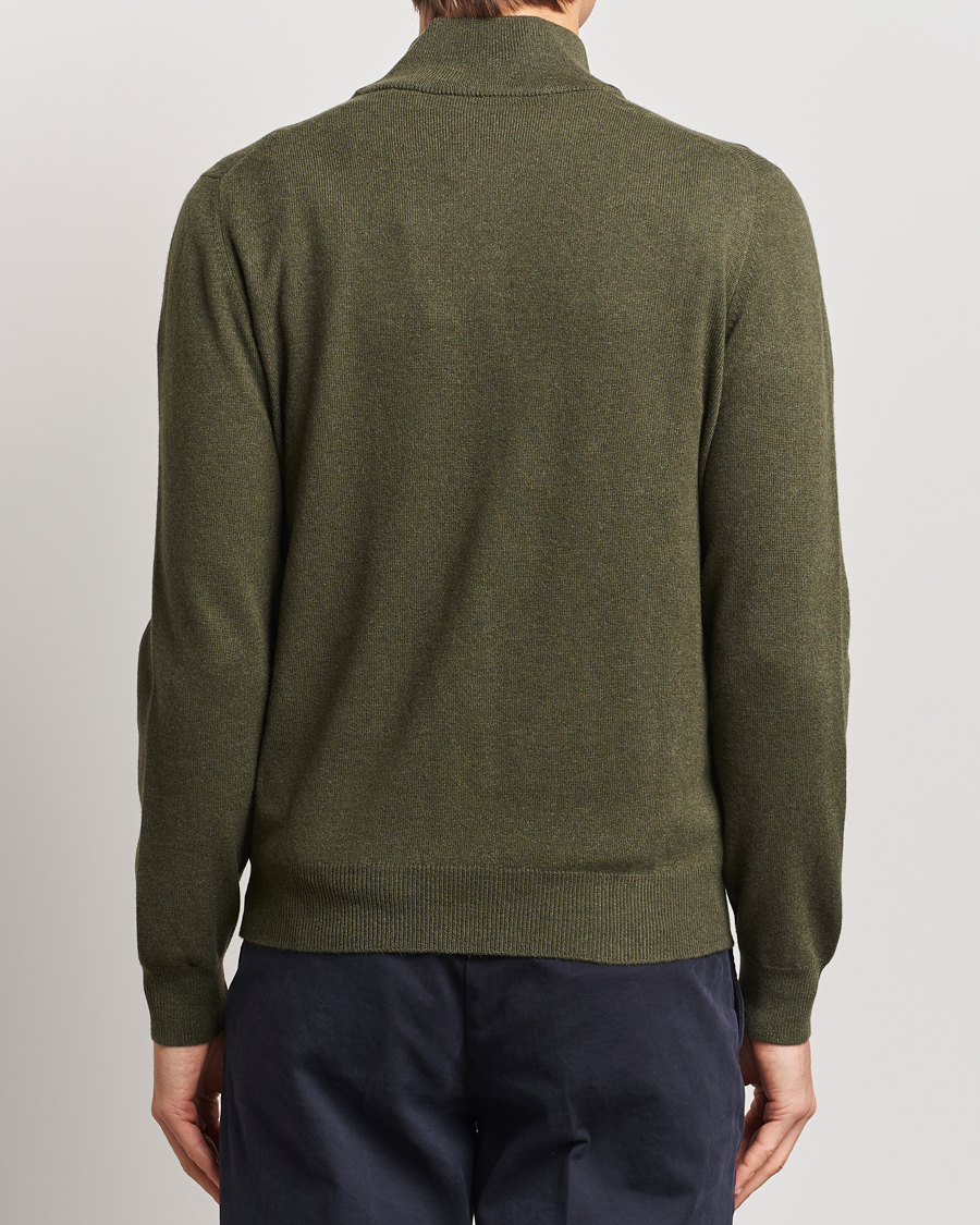 Mies | Puserot | Gran Sasso | Wool/Cashmere Half Zip Olive Melange