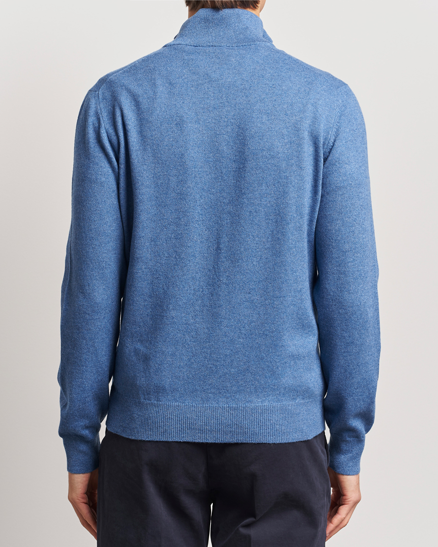 Mies | Puserot | Gran Sasso | Wool/Cashmere Half Zip Light Blue Melange