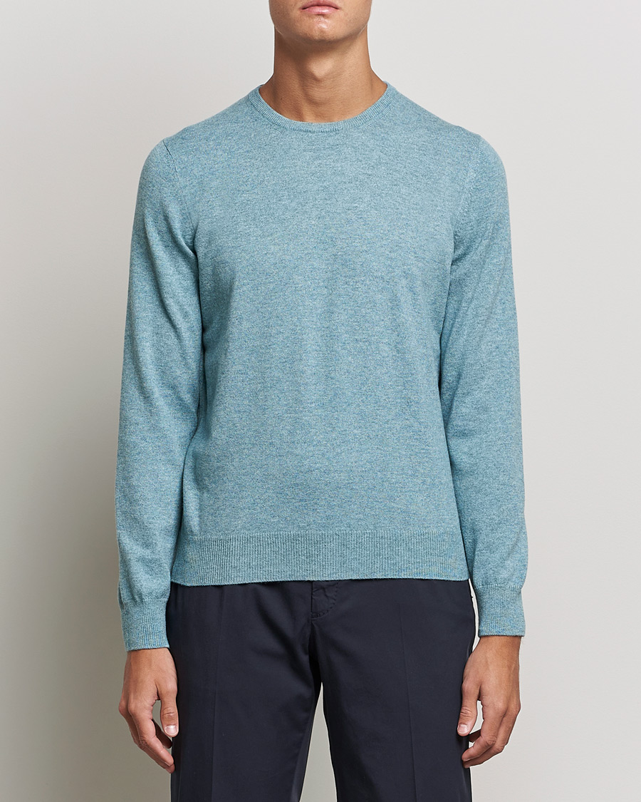 Mies | Puserot | Gran Sasso | Wool/Cashmere Crew Neck Aqua Green