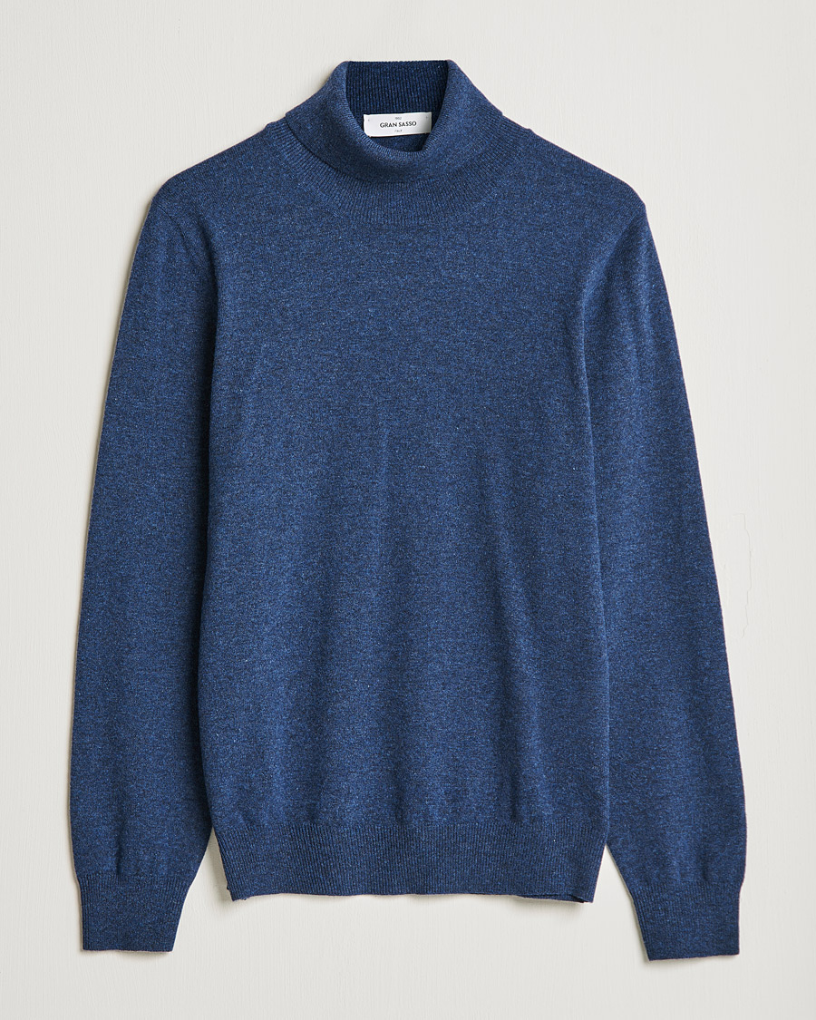 Mies | Puserot | Gran Sasso | Wool/Cashmere Rollneck Navy Melange
