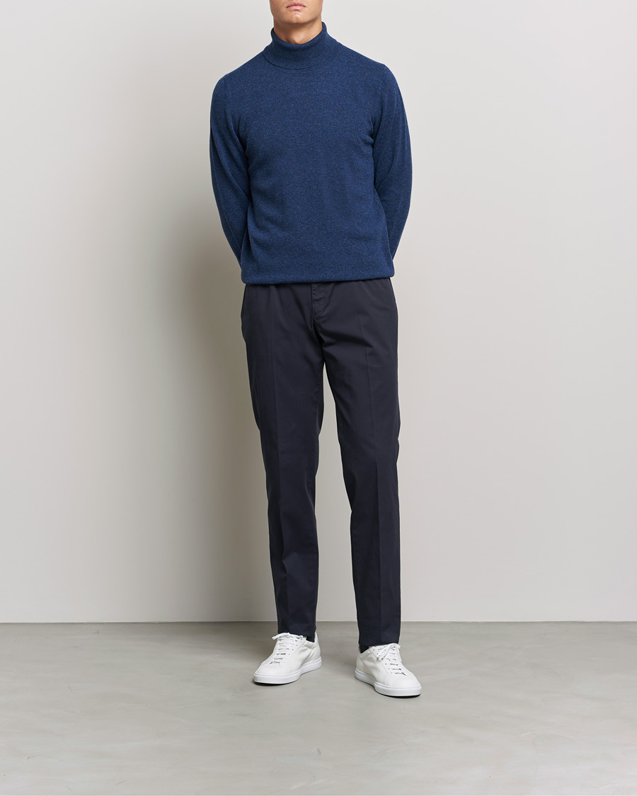 Mies | Puserot | Gran Sasso | Wool/Cashmere Rollneck Navy Melange