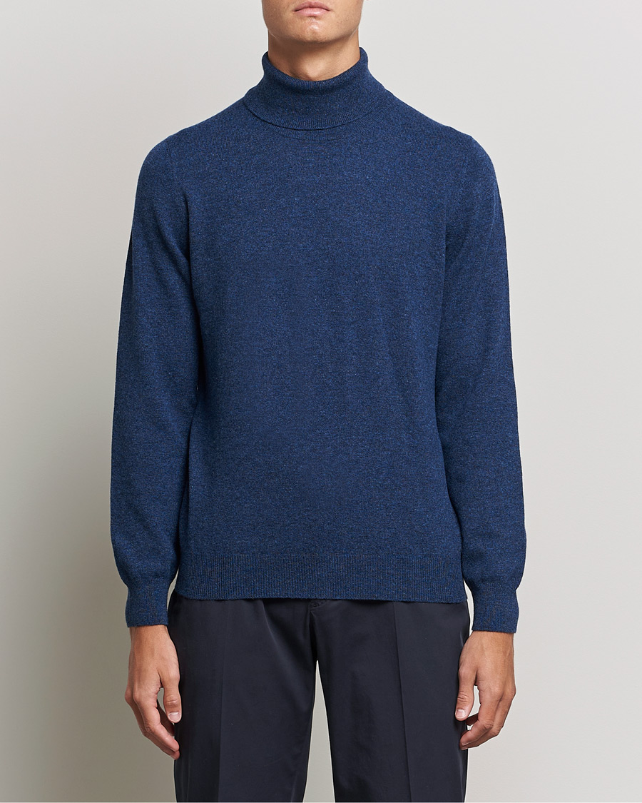 Mies | Puserot | Gran Sasso | Wool/Cashmere Rollneck Navy Melange