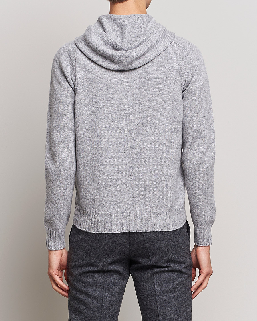 Mies | Puserot | Gran Sasso | Full Zip Wool Hoodie Light Grey