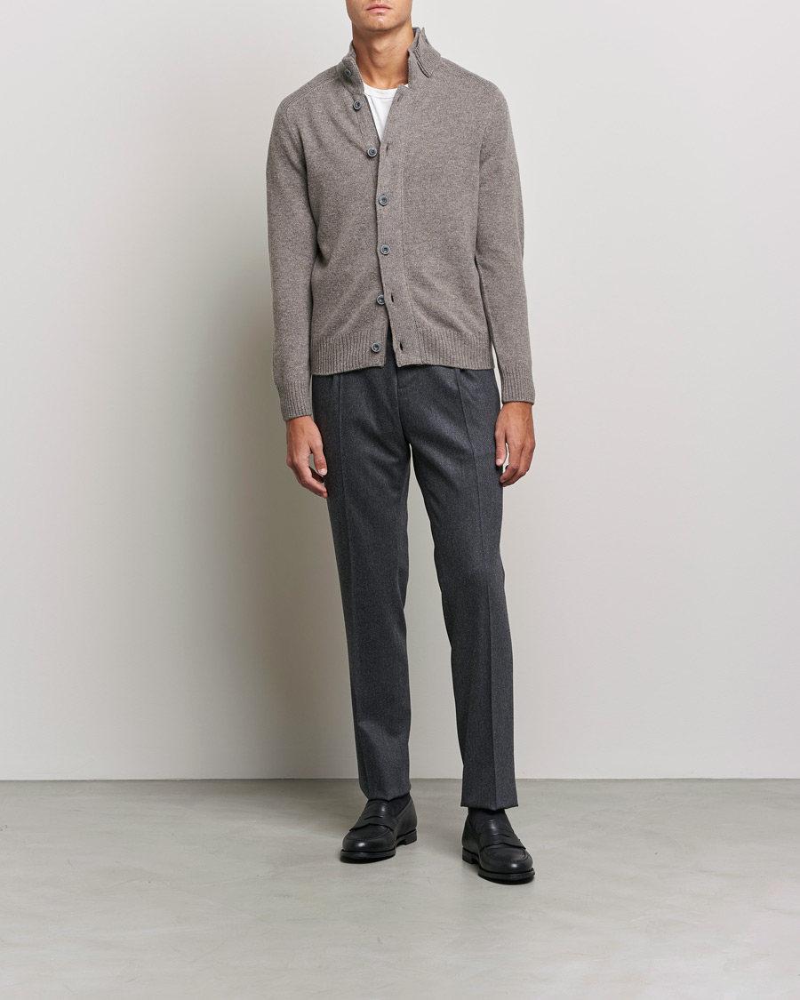 Mies | Puserot | Gran Sasso | Heavy Wool Cardigan Light Brown