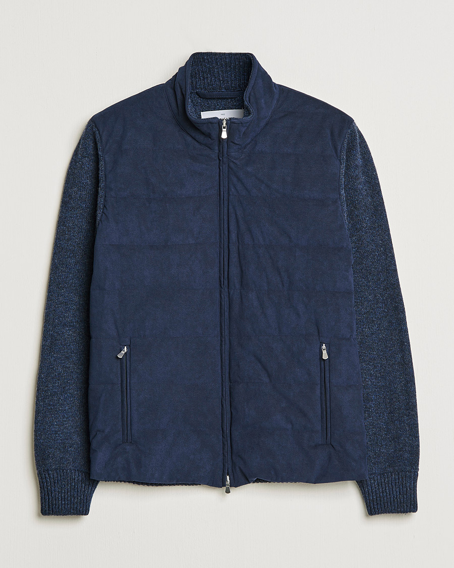 Mies | Puserot | Gran Sasso | Wool/Alcantara Full Zip Navy