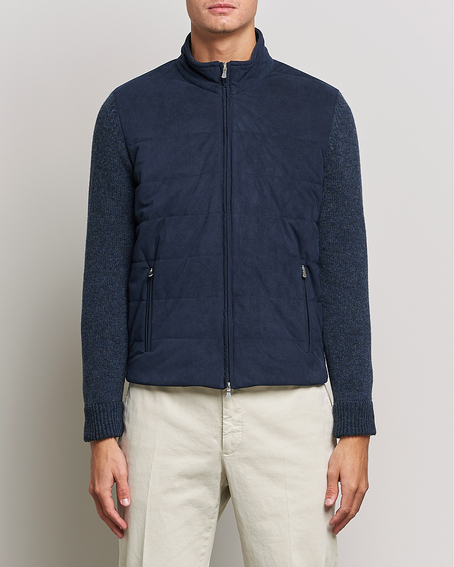 Mies | Puserot | Gran Sasso | Wool/Alcantara Full Zip Navy