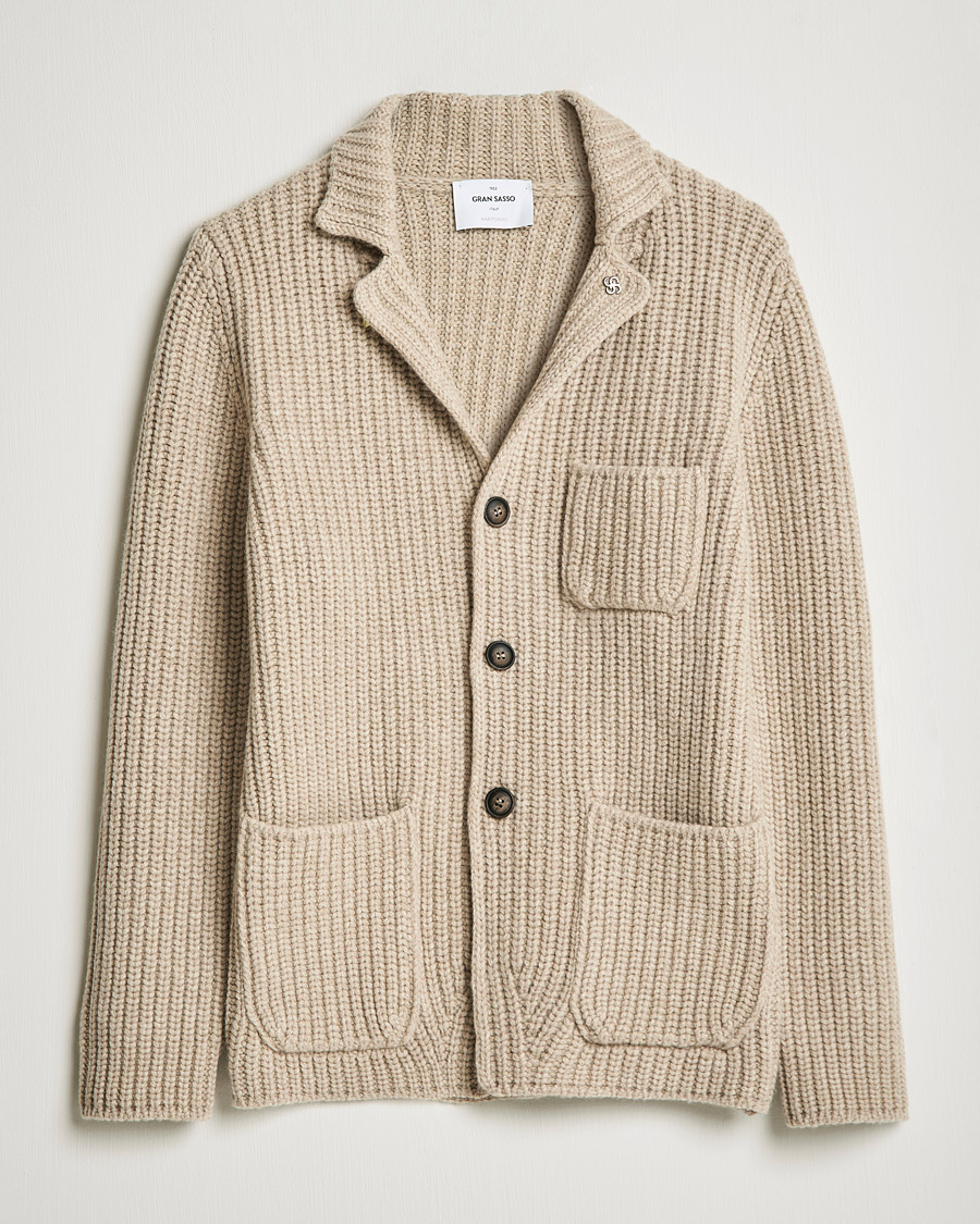 Miehet |  | Gran Sasso | Heavy Wool Knitted Blazer Cardigan Beige