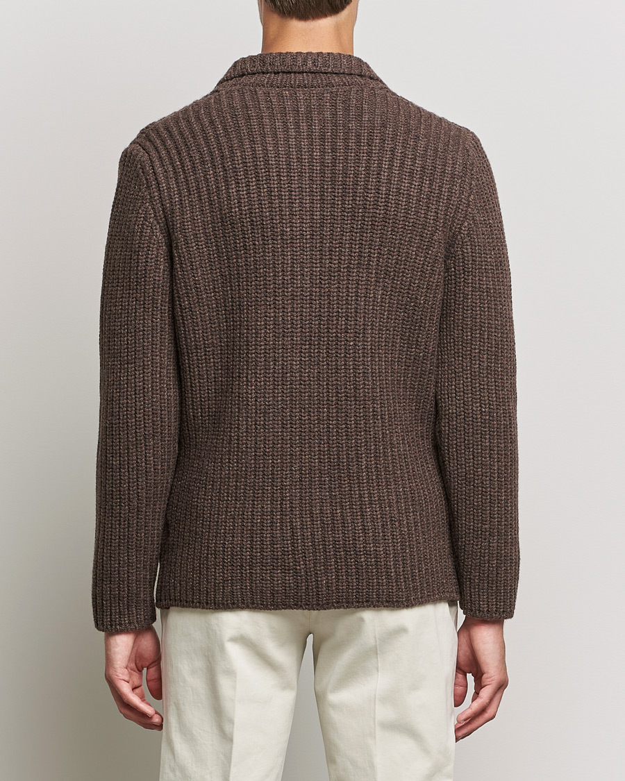 Mies | Puserot | Gran Sasso | Heavy Wool Knitted Blazer Cardigan Brown