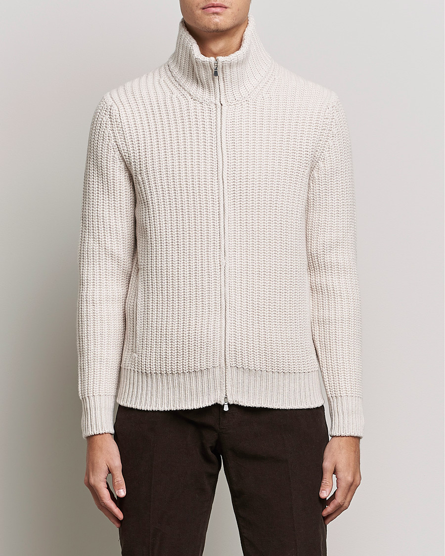 Mies |  | Gran Sasso | Heavy Wool/Cashmere Full Zip Beige