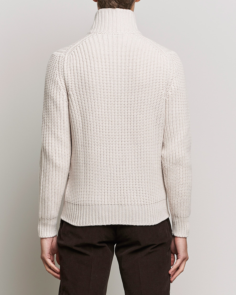 Mies | Puserot | Gran Sasso | Heavy Wool/Cashmere Full Zip Beige