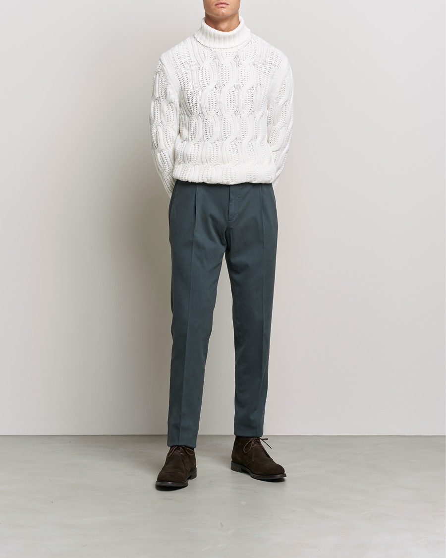 Mies | Gran Sasso | Gran Sasso | Cable Knitted Wool/Cashmere Roll Neck Off White