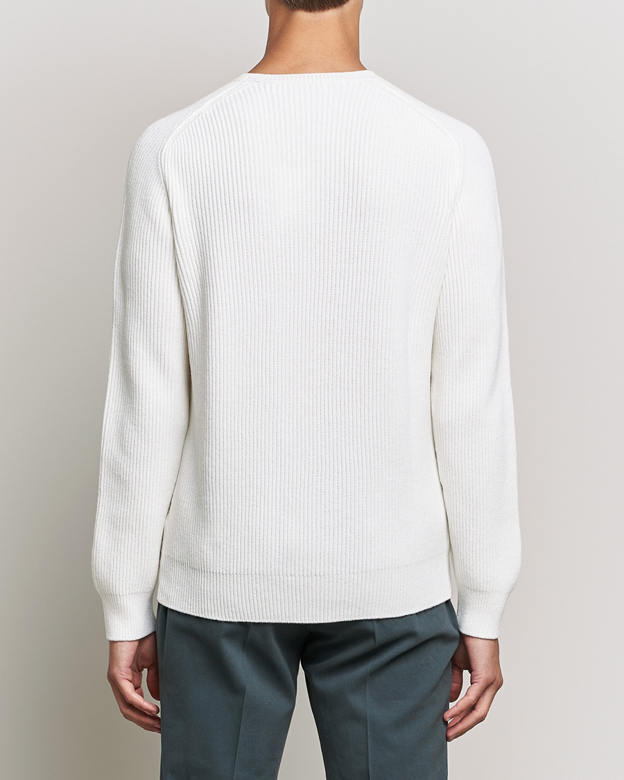Mies | Puserot | Gran Sasso | Knitted Wool/Cashmere Structure Crewneck Off White