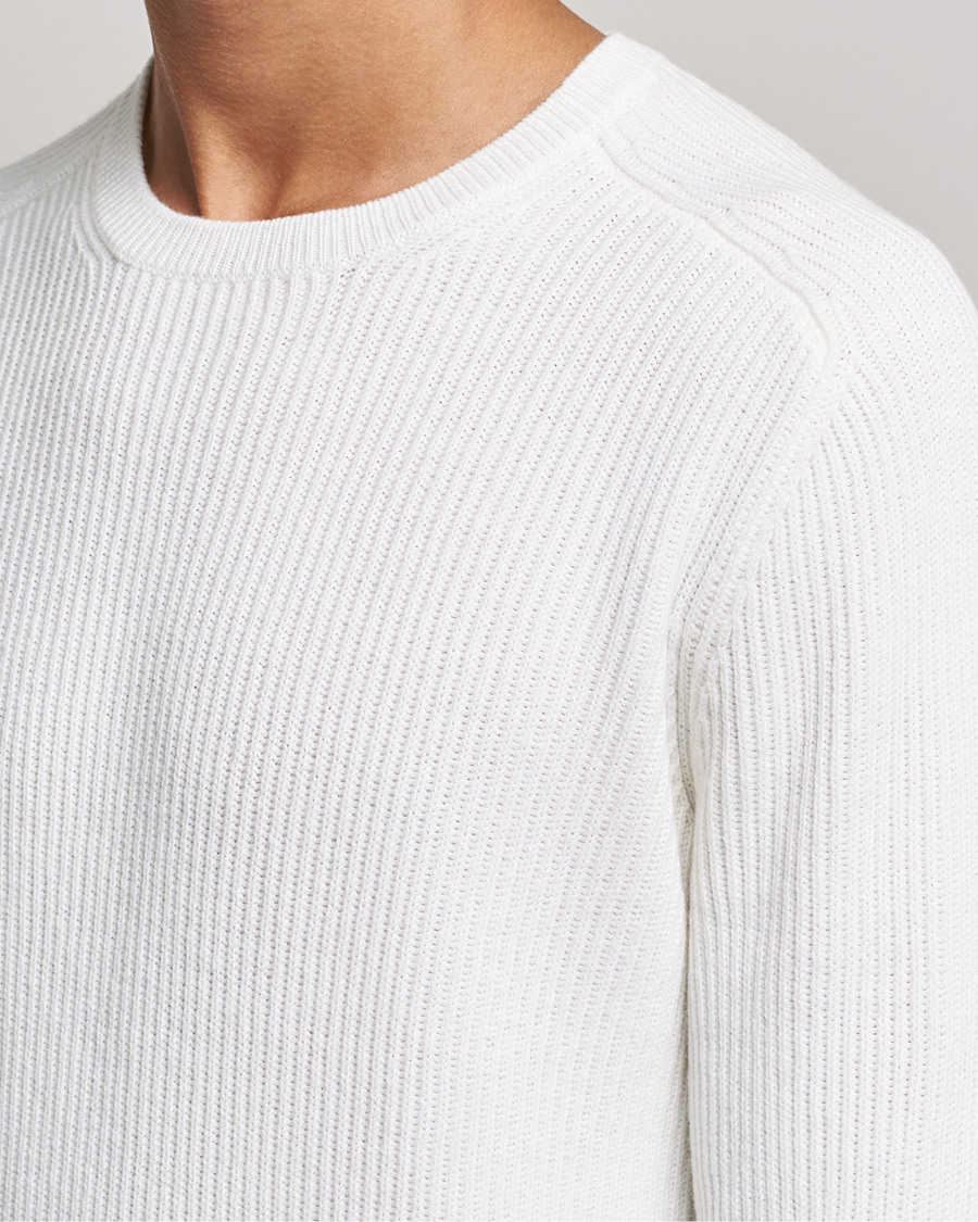 Mies | Puserot | Gran Sasso | Knitted Wool/Cashmere Structure Crewneck Off White