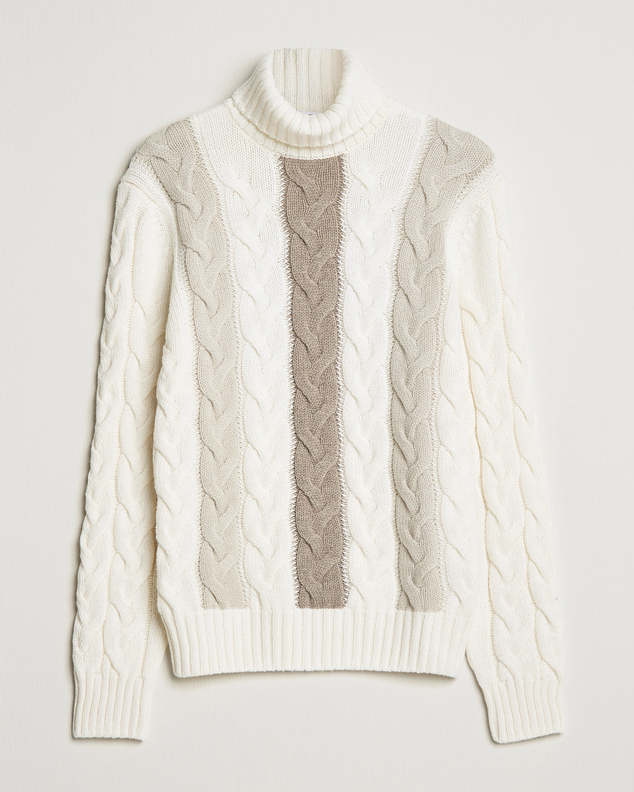 Miehet |  | Gran Sasso | Cable Knitted Wool Rollneck Off White