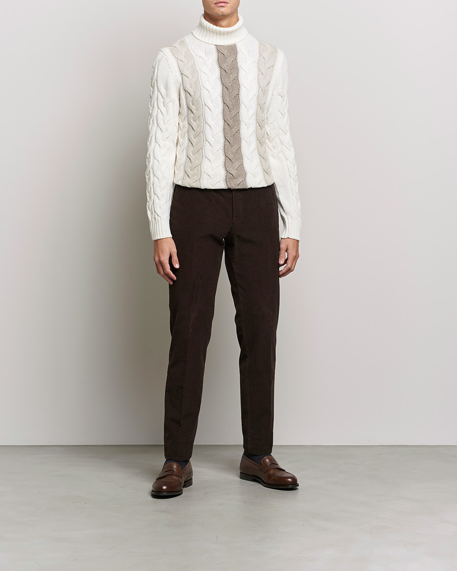 Mies | Puserot | Gran Sasso | Cable Knitted Wool Rollneck Off White