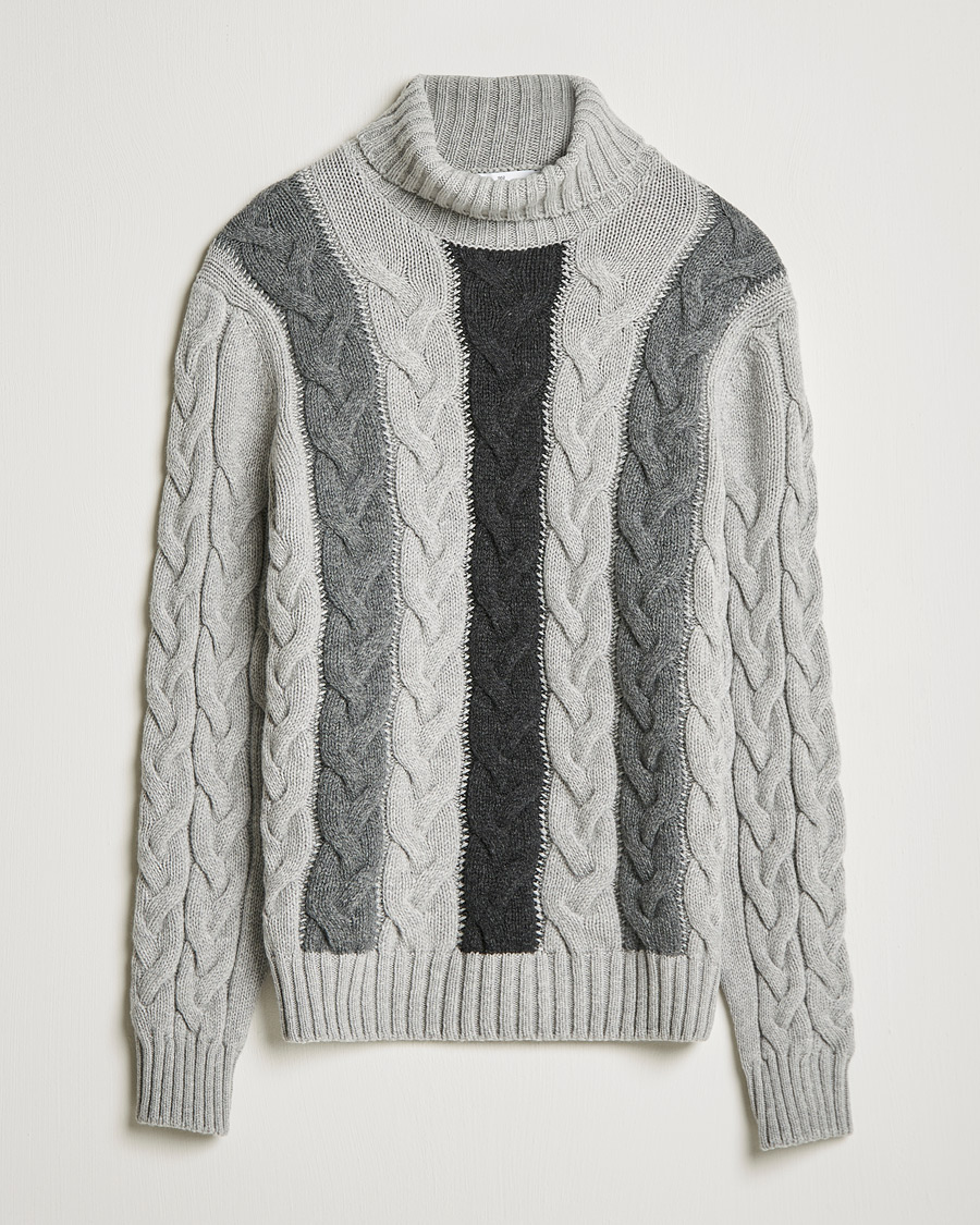 Miehet |  | Gran Sasso | Cable Knitted Wool Rollneck Grey
