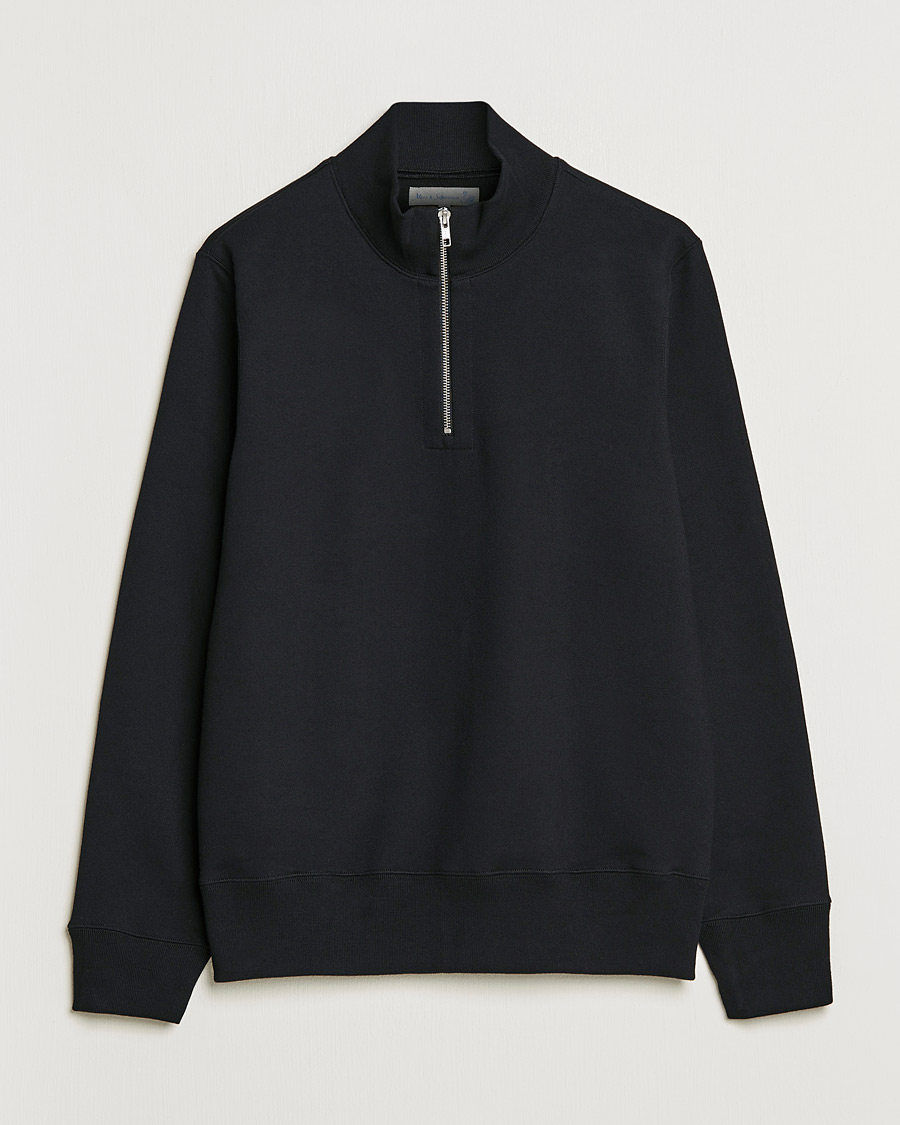 Mies | Puserot | Merz b. Schwanen | Organic Cotton Half Zip Sweat Black
